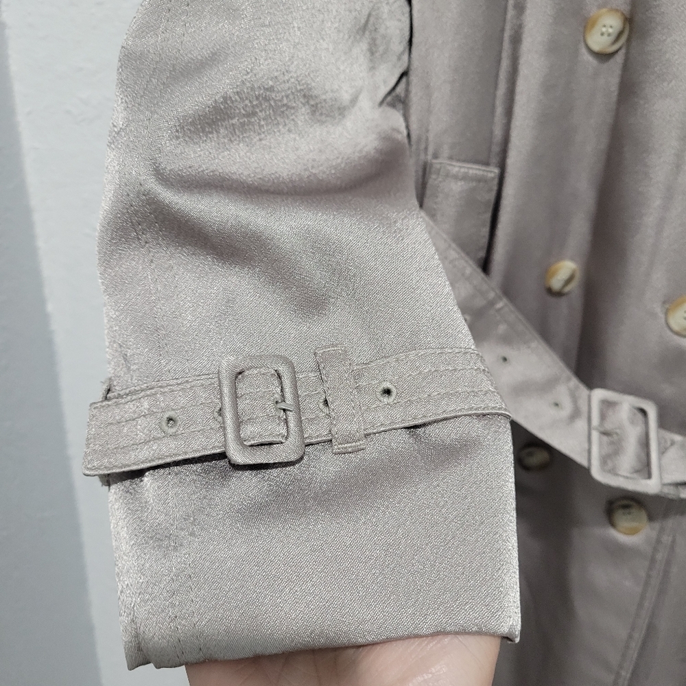 J Crew Relaxed trench coat in satin crepe CC961 SZ 2 NWT Silver Gray - Picture 9 of 12
